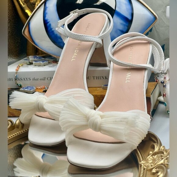 🆕 LOEFFLER RANDALL 🧿 NWOT Kimora White Pleated Bow Heel, Sz 6.5 - Picture 15 of 16